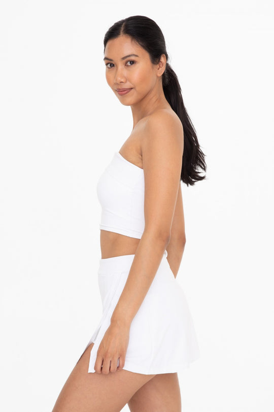 SPORTY BANDEAU STRAPLESS TOP WITH BUILT IN BRA - WHITE