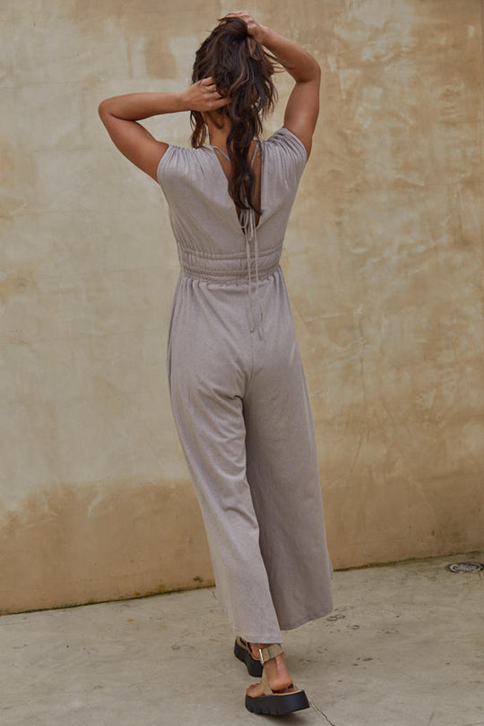 LIVING IN THIS KNIT SLEEVELESS JUMPSUIT - MOCHA