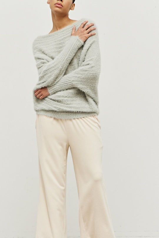 ABOVE ALL FUZZY FUNNEL NECK KNIT SWEATER#color_grey
