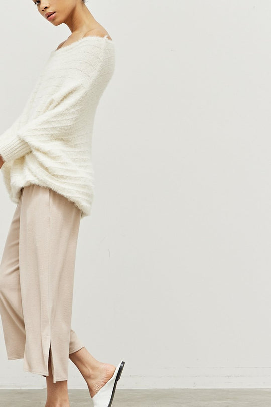 ABOVE ALL FUZZY FUNNEL NECK KNIT SWEATER#color_cream
