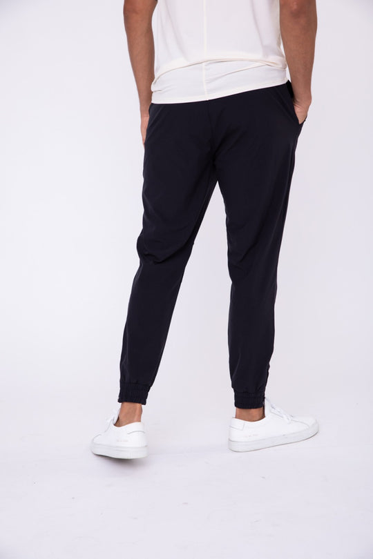 MORNING RUN UNISEX HIGH WAISTED ANKLE ZIP UP ANKLE JOGGERS - BLACK