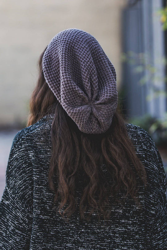 WAFFLE KNIT SLOUCH BEANIE#color_grey