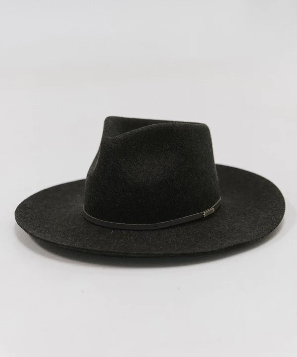 Gigi Pip Rowan Wide Brim Fedora - Charcoal